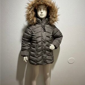 Steve Madden Olive Kids Puffer Jacket with Faux Fur Hood